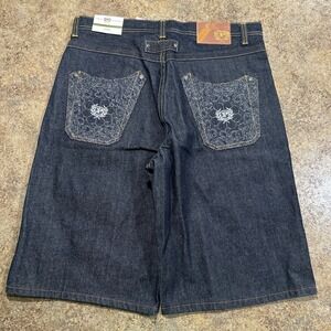 Y2k VTG Phat Farm Jorts Size 36 NWT Deadstock Baggy Blue Dark